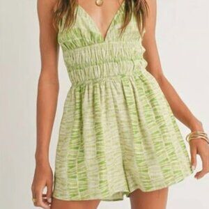 NWT - Sage the Label x Anthropologie Green and White Romper Shorts Small